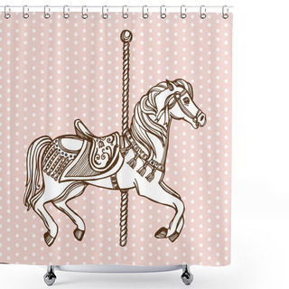 Personality  Hand Drawn Carousel Horse Shower Curtains