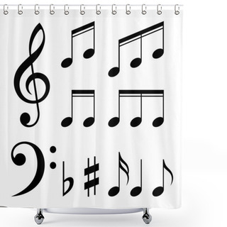 Personality  Set Of Music Notes Shower Curtains
