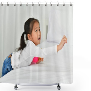 Personality  Little Girl Is Being Annoyed By An Adult. Shower Curtains