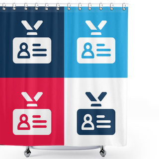 Personality  Accreditation Blue And Red Four Color Minimal Icon Set Shower Curtains