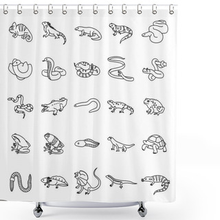 Personality  Reptiles & Amphibians Outlines Vector Icons Shower Curtains