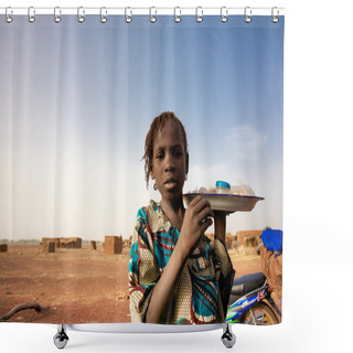 Personality  Girl Selling Food And Water On The Road To Mopti Shower Curtains