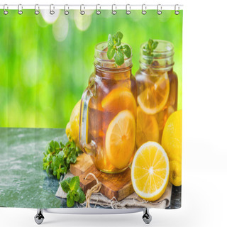 Personality  Iced Tea In Glass Jars Shower Curtains