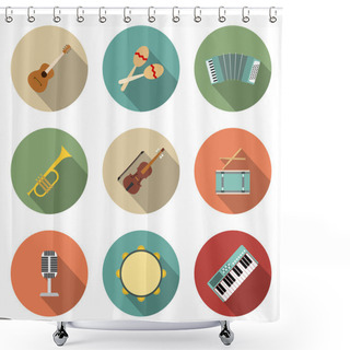 Personality  Vector Icon Of Musical Equipment Shower Curtains