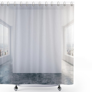 Personality  Modern Empty Loft Room With White Wall, Concrete Floor And Big W Shower Curtains