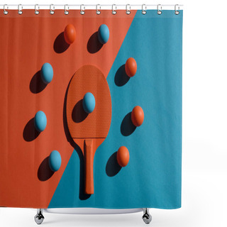 Personality  Ping Pong Racket And Balls Shower Curtains