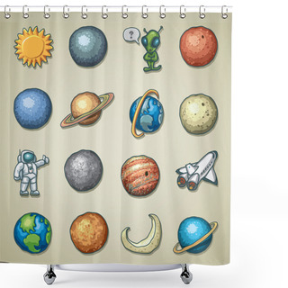 Personality  Freehands Icons - Planetarium Shower Curtains
