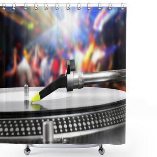Personality  Dj Turntable With Vinyl Record In The Dance Club Shower Curtains