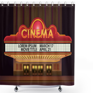 Personality  Retro Cinema Neon Sign Shower Curtains