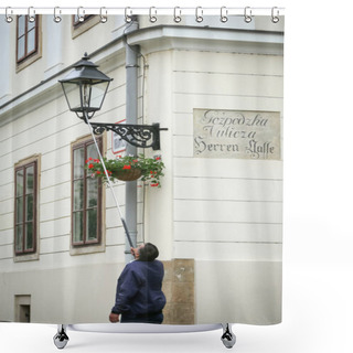 Personality  Man Lighting Up Street Lamp Shower Curtains