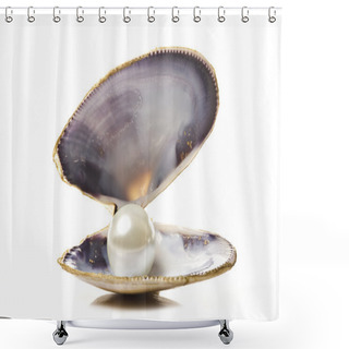 Personality  One White Pearl In A Sea Shell On White Background Shower Curtains