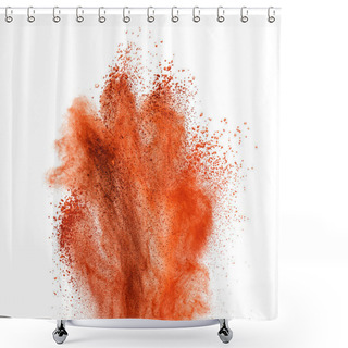 Personality  Red Powder Explosion Isolated On White Background Shower Curtains