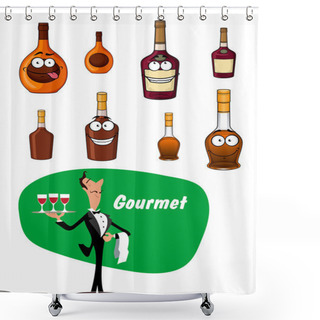 Personality  Wine Steward And Alcoholic Drinks Collection Shower Curtains