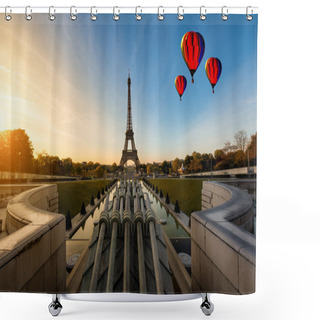 Personality  Sunrise In Eiffel Tower In Paris, France. Eiffel Tower Is Famous Shower Curtains