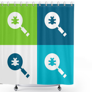 Personality  Antivirus Flat Four Color Minimal Icon Set Shower Curtains