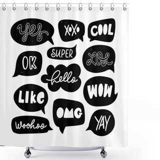 Personality  Vector Set Of Speech Bubbles In Comic Style With Simple Lettering Shower Curtains