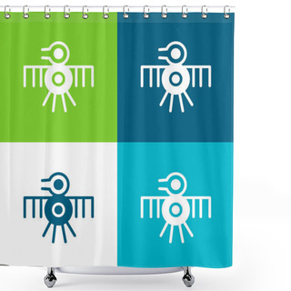 Personality  Bird Old Indian Design Of Thin Lines Flat Four Color Minimal Icon Set Shower Curtains