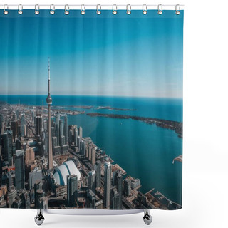 Personality  An Aerial View Of Toronto Skyline In Ontario, Canada Captured In Winter Shower Curtains
