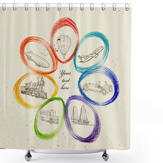 Personality  Banners With Different Modes Of Transport. Shower Curtains