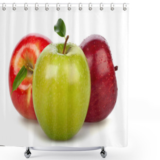 Personality  Red Green Apples Group Isolated On White Shower Curtains