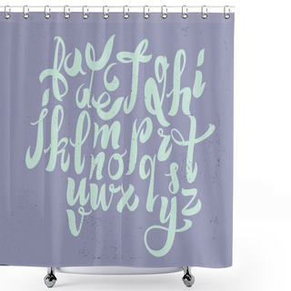 Personality  Hand Drawn Vintage Brush Script. Artistic Lowercase Letters. Alp Shower Curtains