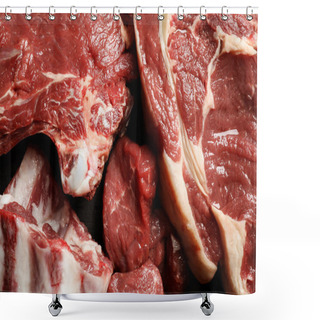 Personality  Closeup View Of Fresh Cut Raw Meat Shower Curtains