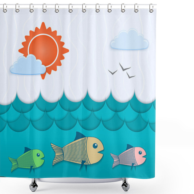 Personality  Vector Underwater Background. Vector Illustration. Shower Curtains