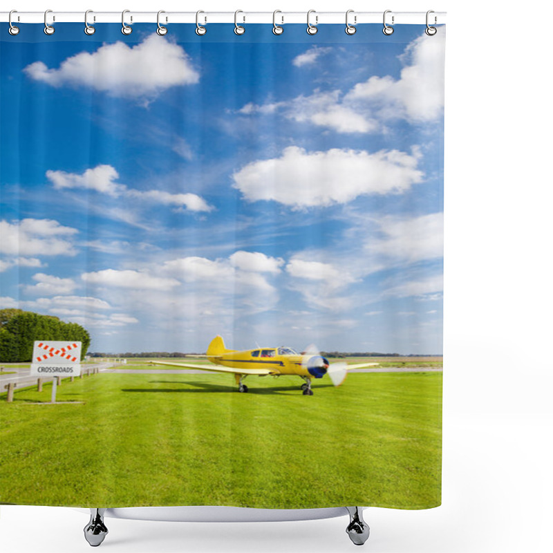 Personality  Plane At Crossroads Shower Curtains