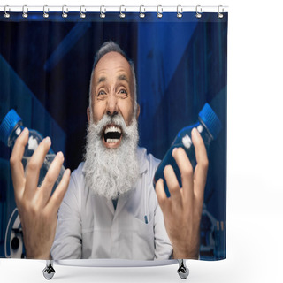 Personality  Scientist Holding Bottles With Reagents Shower Curtains