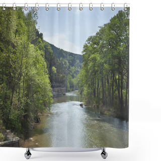 Personality  Guadalupe River In The Texas Hill Country During Spring Shower Curtains