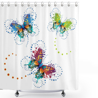 Personality  Stylized Butterflies Shower Curtains