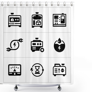 Personality  Set Icons Of Electrical Generator Shower Curtains