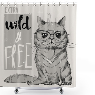 Personality  Cute Portrait Of A Cat Shower Curtains