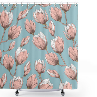 Personality  Magnolia Seamless Pattern Shower Curtains