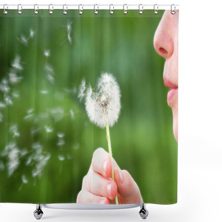 Personality  Girl Blowing Dandelion Shower Curtains