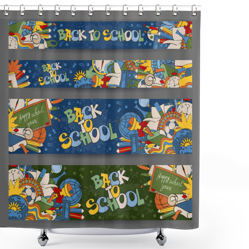 Personality  Back To School Banners Shower Curtains