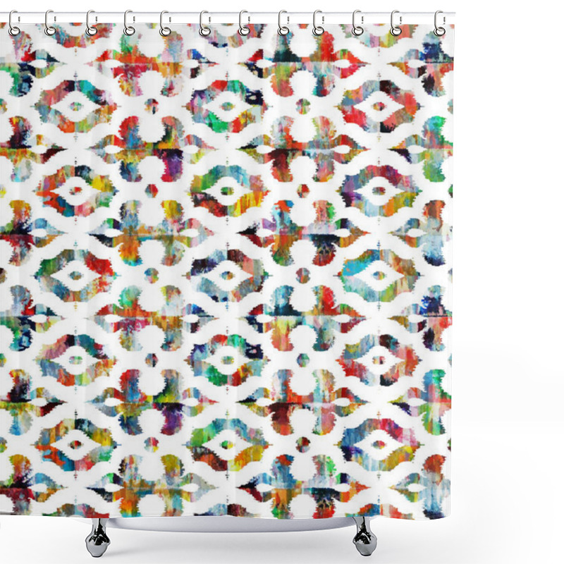 Personality  Geometric texture pattern with watercolor effect shower curtains