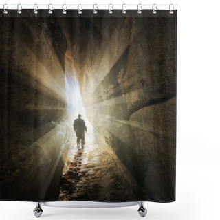 Personality  Man Walking Out Of A Cave Shower Curtains