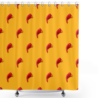 Personality  Red Spicy Chili Peppers On Orange Colorful Background, Seamless Pattern Shower Curtains