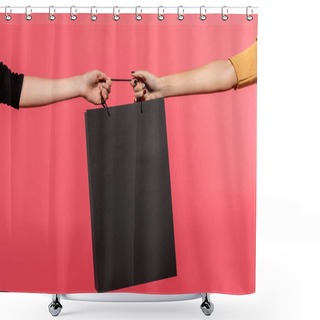 Personality  Women Pulling Shopping Bag Shower Curtains