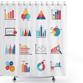 Personality  Business Chart Icons Set Flat Shower Curtains