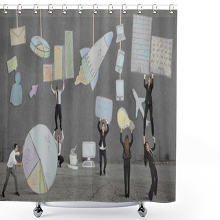 Personality  Teamwork Builds A New Creative Business Project Shower Curtains
