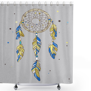 Personality  Vector Dreamcatcher Amulet. Ethnic Illustration, Tribal Shower Curtains