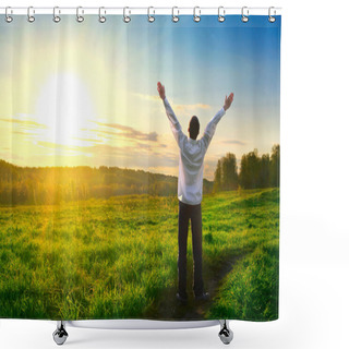 Personality  Happy Man Outdoor Shower Curtains