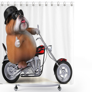 Personality  Fun  Cartoon Character On Motorbike  - 3D Illustration Shower Curtains