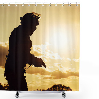 Personality  Police Officer With Pistol Shower Curtains