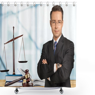 Personality  Handsome Caucasian Lawyer Shower Curtains
