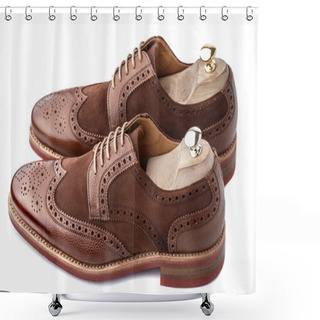 Personality  Brogues With Shoe Trees Inserted Shower Curtains