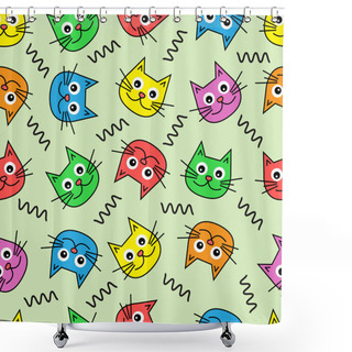 Personality  Seamless Background With A Cat's Muzzles Shower Curtains