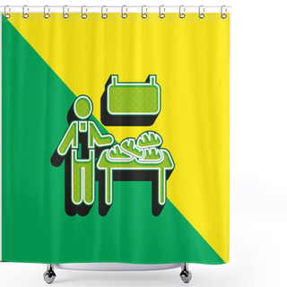 Personality  Bakery Vendor Green And Yellow Modern 3d Vector Icon Logo Shower Curtains